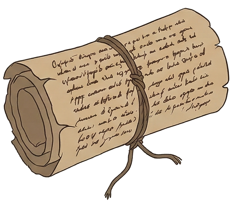 Rolled handwritten paper scroll